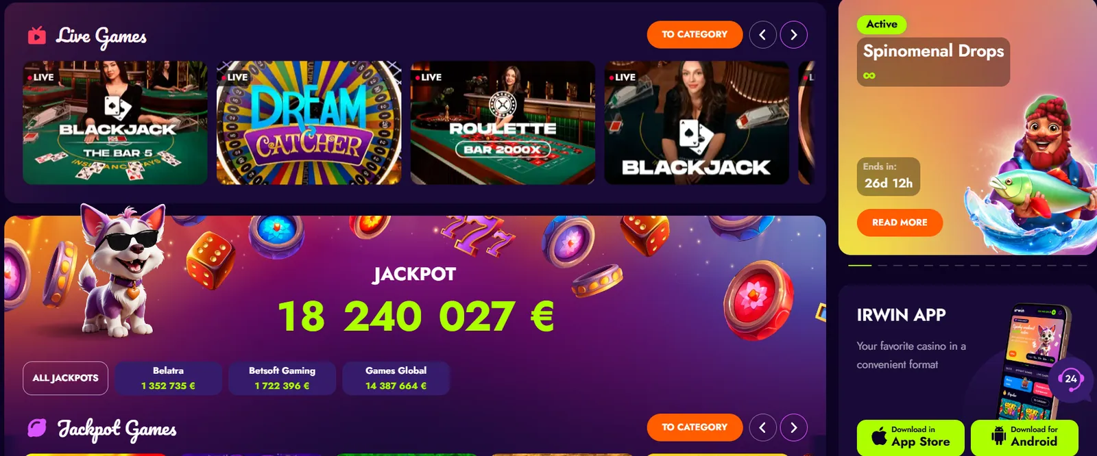 Populiariausi mobilūs kazino internetu 2026 Irwin Casino